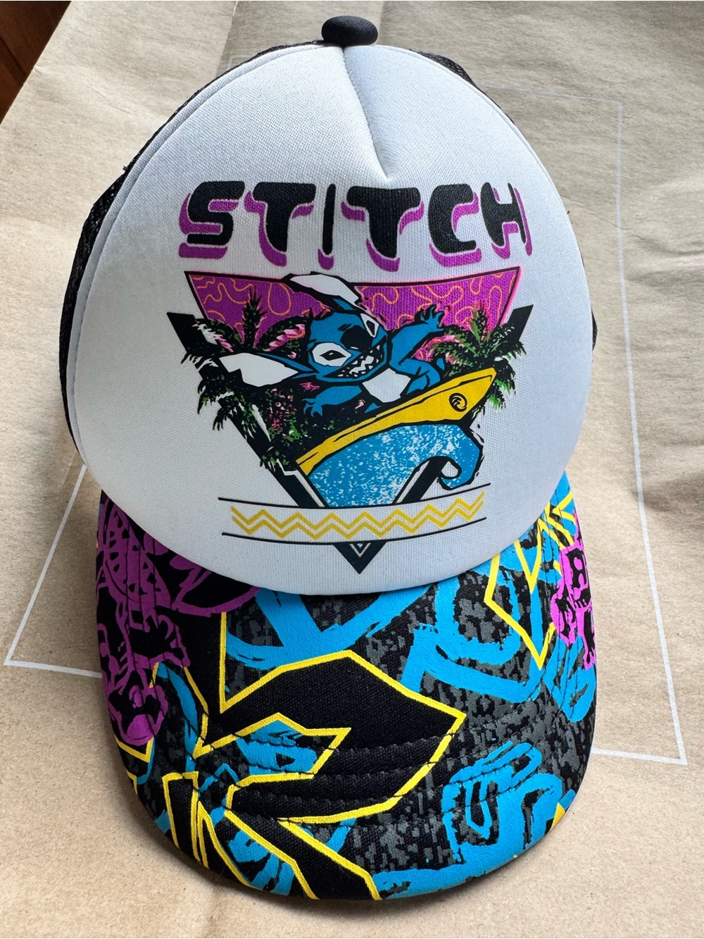 Disney Kids Trucker Hat - White, Black, Blue & Yellow- Lilo & Stitch